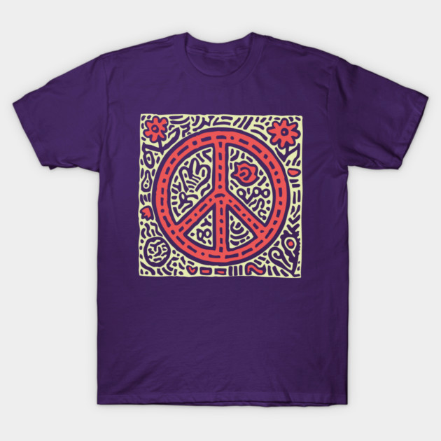 Psychedelic Peace Symbol | Groovy Tribal Graphic T-Shirt by TuncGK