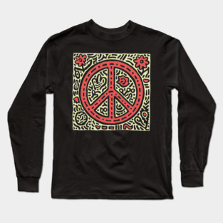 Psychedelic Peace Symbol | Groovy Tribal Graphic Long Sleeve T-Shirt