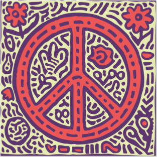 Psychedelic Peace Symbol | Groovy Tribal Graphic Posters and Art