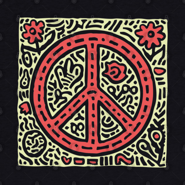 Psychedelic Peace Symbol | Groovy Tribal Graphic by TuncGK