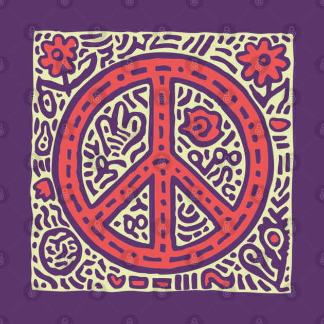 Psychedelic Peace Symbol | Groovy Tribal Graphic by TuncGK