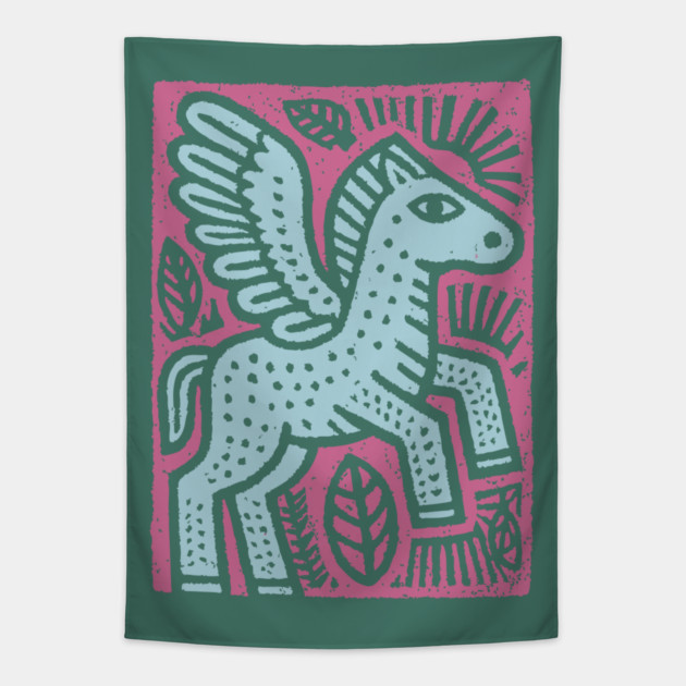 Mythical Pegasus | Bellerophon's Winged Horse Tapestry by TuncGK