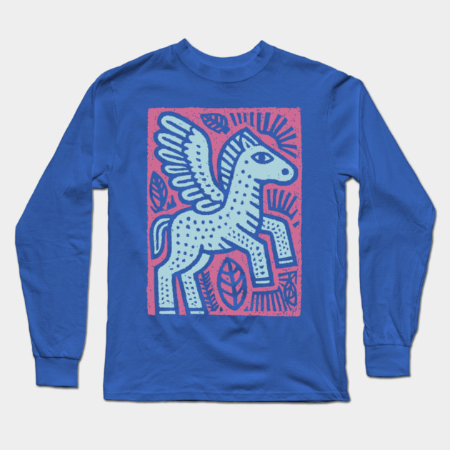 Mythical Pegasus | Bellerophon's Winged Horse Long Sleeve T-Shirt by TuncGK
