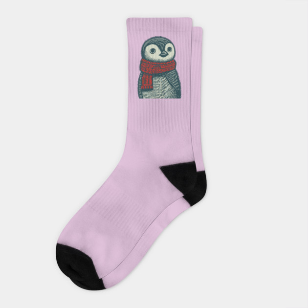 Cozy Emperor Penguin Chick | Illustrative Winter Bird Socks by TuncGK