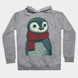 Cozy Emperor Penguin Chick | Illustrative Winter Bird Hoodie