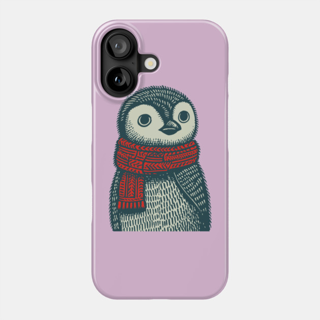 Cozy Emperor Penguin Chick | Illustrative Winter Bird Phone Case by TuncGK