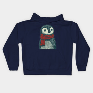 Cozy Emperor Penguin Chick | Illustrative Winter Bird Kids Hoodie