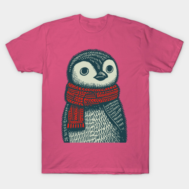 Cozy Emperor Penguin Chick | Illustrative Winter Bird T-Shirt by TuncGK