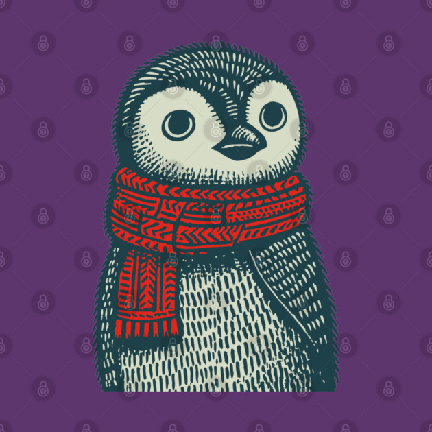 Cozy Emperor Penguin Chick | Illustrative Winter Bird by TuncGK