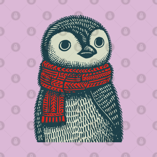 Cozy Emperor Penguin Chick | Illustrative Winter Bird by TuncGK