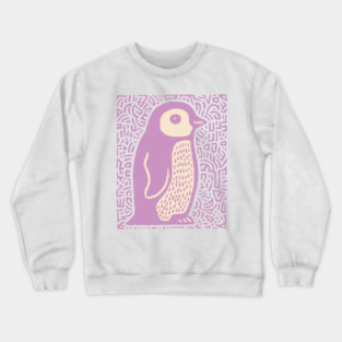 Psychedelic Purple Penguin | Abstract Pop Art Bird Crewneck Sweatshirt