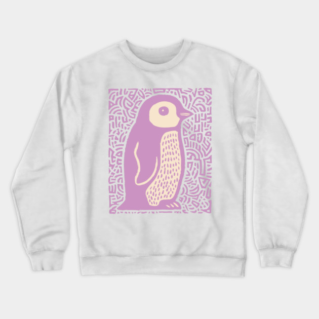 Psychedelic Purple Penguin | Abstract Pop Art Bird Crewneck Sweatshirt by TuncGK