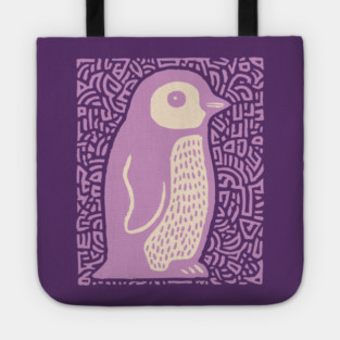 Psychedelic Purple Penguin | Abstract Pop Art Bird Tote