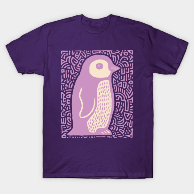 Psychedelic Purple Penguin | Abstract Pop Art Bird T-Shirt by TuncGK