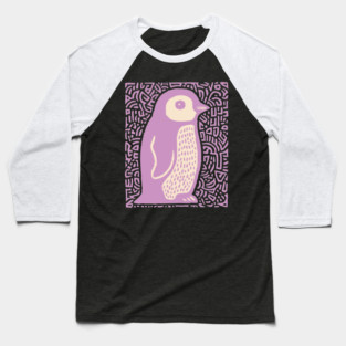 Psychedelic Purple Penguin | Abstract Pop Art Bird Baseball T-Shirt