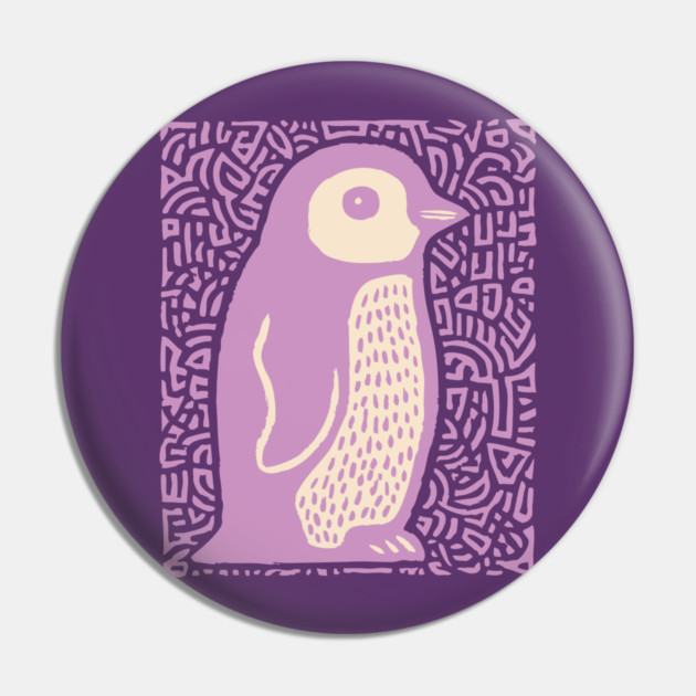Psychedelic Purple Penguin | Abstract Pop Art Bird Pin by TuncGK