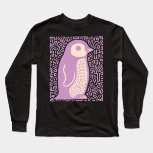 Psychedelic Purple Penguin | Abstract Pop Art Bird Long Sleeve T-Shirt