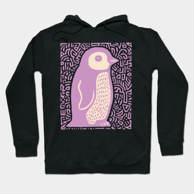 Psychedelic Purple Penguin | Abstract Pop Art Bird Hoodie by TuncGK