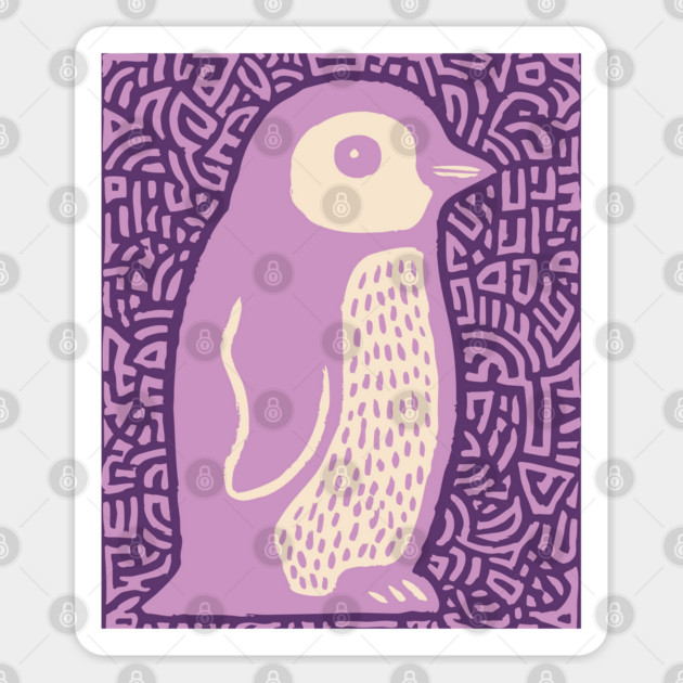 Psychedelic Purple Penguin | Abstract Pop Art Bird Sticker by TuncGK