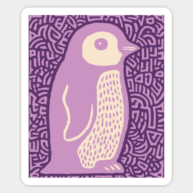 Psychedelic Purple Penguin | Abstract Pop Art Bird Magnet by TuncGK