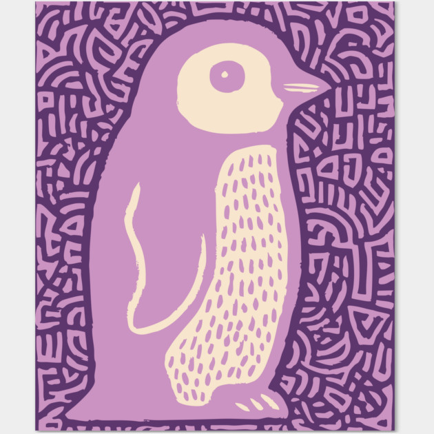 Psychedelic Purple Penguin | Abstract Pop Art Bird Wall Art by TuncGK