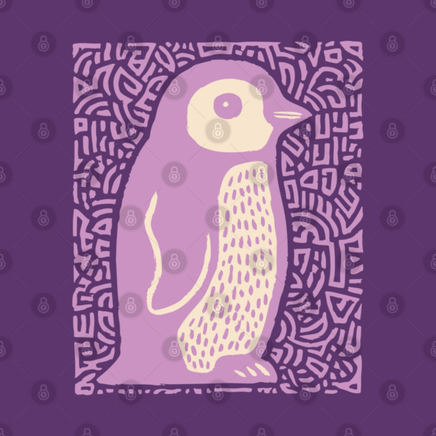 Psychedelic Purple Penguin | Abstract Pop Art Bird by TuncGK
