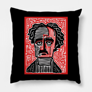 Edgar Allan Poe Portrait | Macabre Writer Graphic Pillow