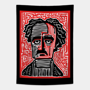 Edgar Allan Poe Portrait | Macabre Writer Graphic Tapestry
