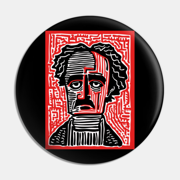 Edgar Allan Poe Portrait | Macabre Writer Graphic Pin by TuncGK