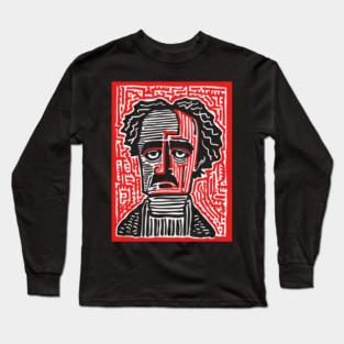 Edgar Allan Poe Portrait | Macabre Writer Graphic Long Sleeve T-Shirt