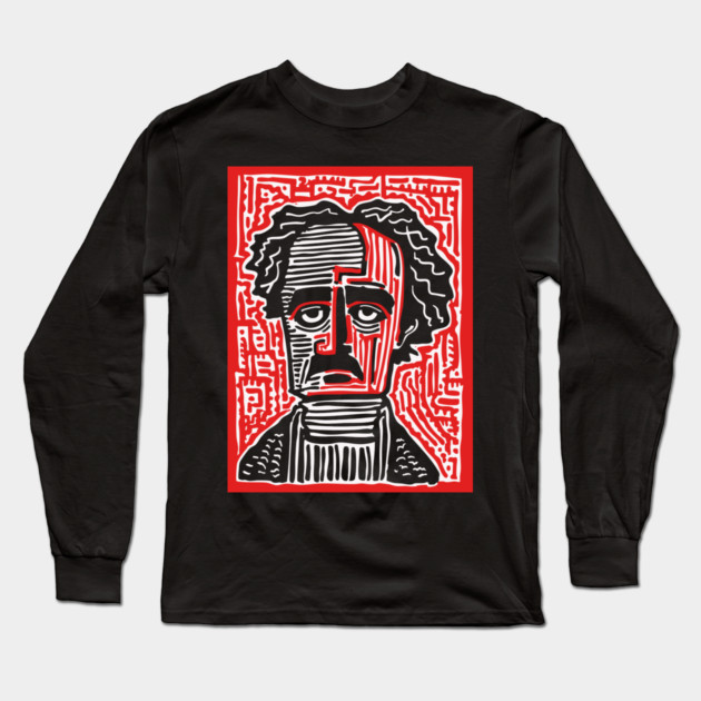 Edgar Allan Poe Portrait | Macabre Writer Graphic Long Sleeve T-Shirt by TuncGK