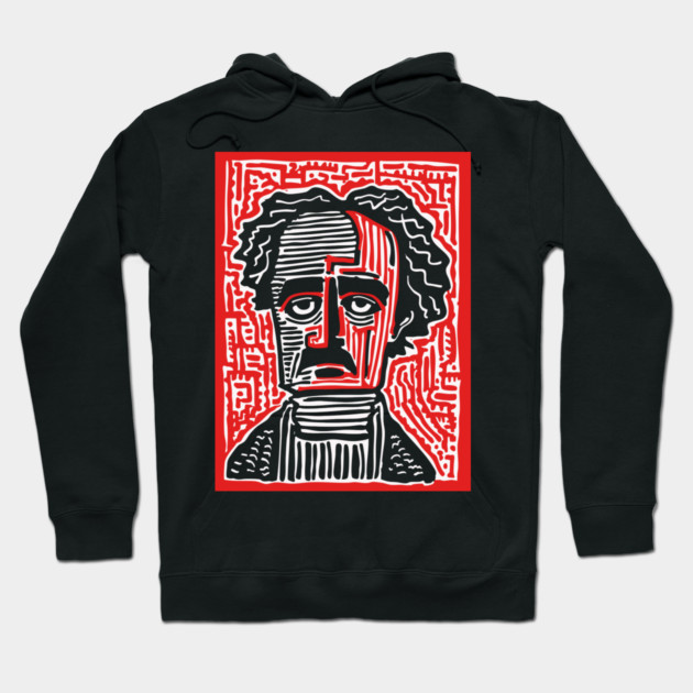 Edgar Allan Poe Portrait | Macabre Writer Graphic Hoodie by TuncGK