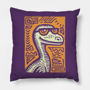 Tribal Raptor Dinosaur | Prehistoric Hunter Pillow