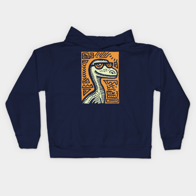 Tribal Raptor Dinosaur | Prehistoric Hunter Kids Hoodie by TuncGK
