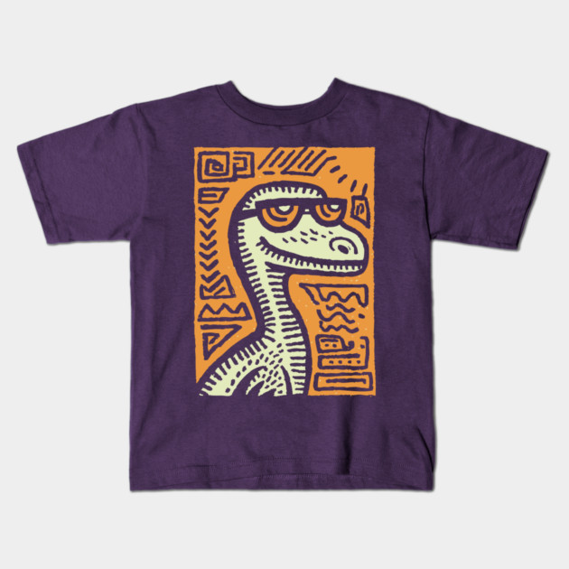 Tribal Raptor Dinosaur | Prehistoric Hunter Kids T-Shirt by TuncGK