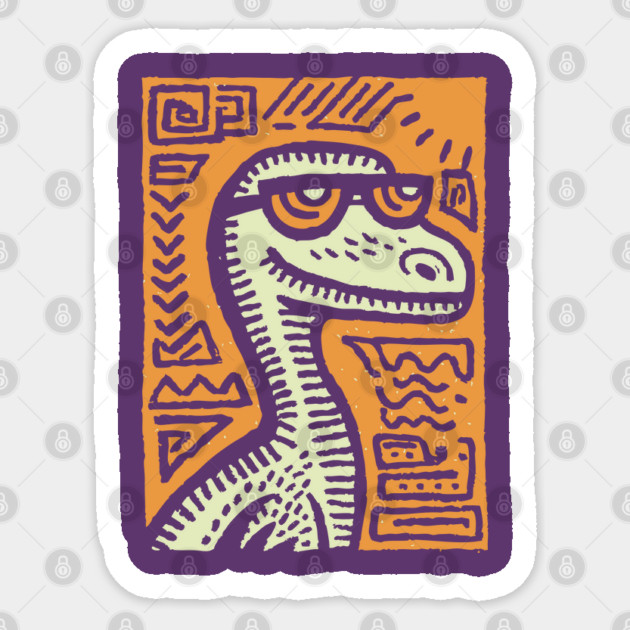 Tribal Raptor Dinosaur | Prehistoric Hunter Sticker by TuncGK