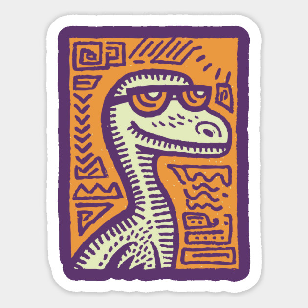 Tribal Raptor Dinosaur | Prehistoric Hunter Magnet by TuncGK
