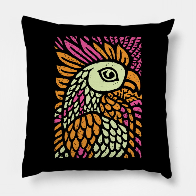 Psychedelic Rooster | Year of the Rooster Zodiac Pillow by TuncGK
