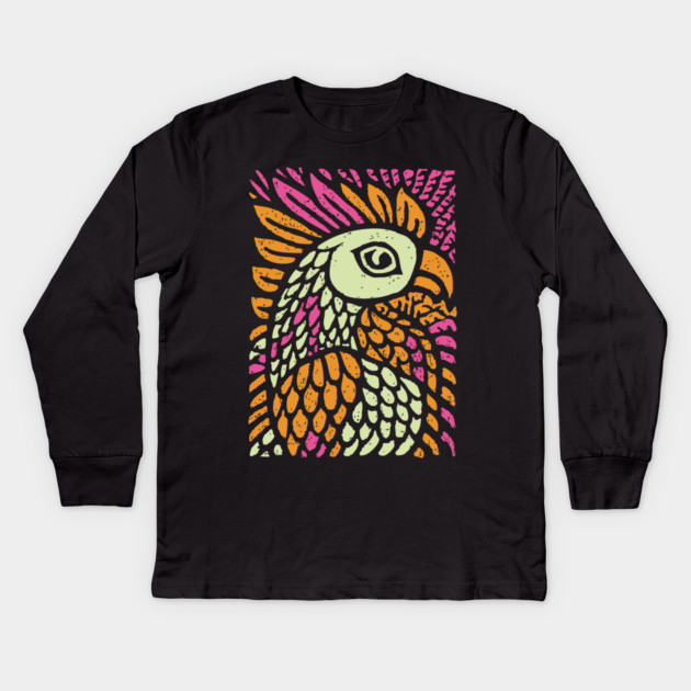 Psychedelic Rooster | Year of the Rooster Zodiac Kids Long Sleeve T-Shirt by TuncGK