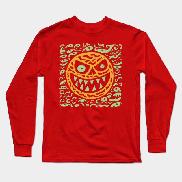 Creepy Grinning Orb | Psychedelic Monster Face Long Sleeve T-Shirt by TuncGK