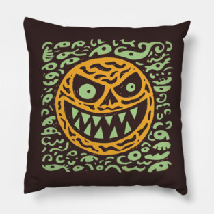 Creepy Grinning Orb | Psychedelic Monster Face Pillow