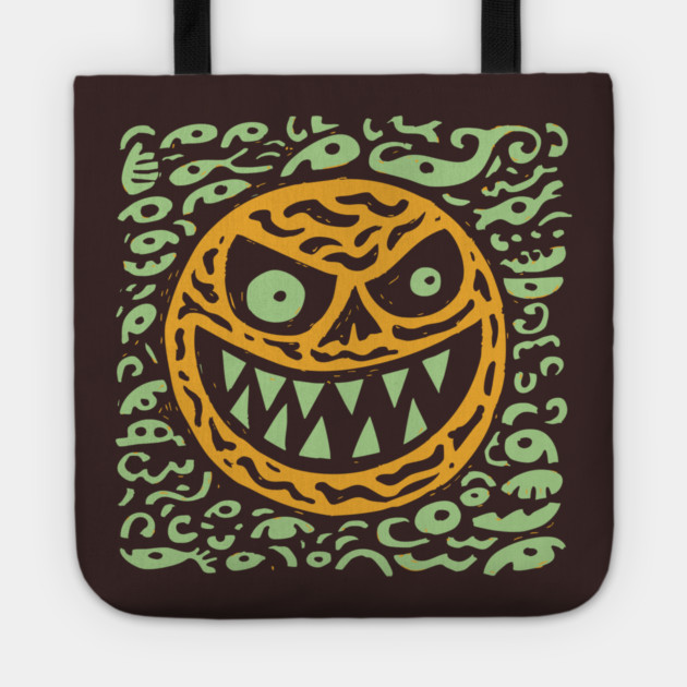 Creepy Grinning Orb | Psychedelic Monster Face Tote by TuncGK