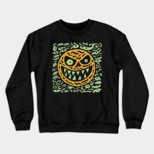 Creepy Grinning Orb | Psychedelic Monster Face Crewneck Sweatshirt