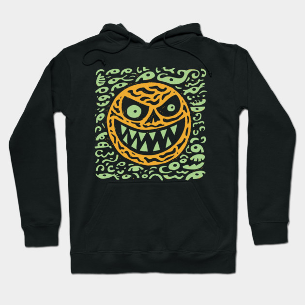 Creepy Grinning Orb | Psychedelic Monster Face Hoodie by TuncGK