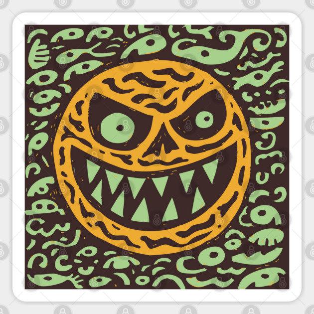 Creepy Grinning Orb | Psychedelic Monster Face Sticker by TuncGK