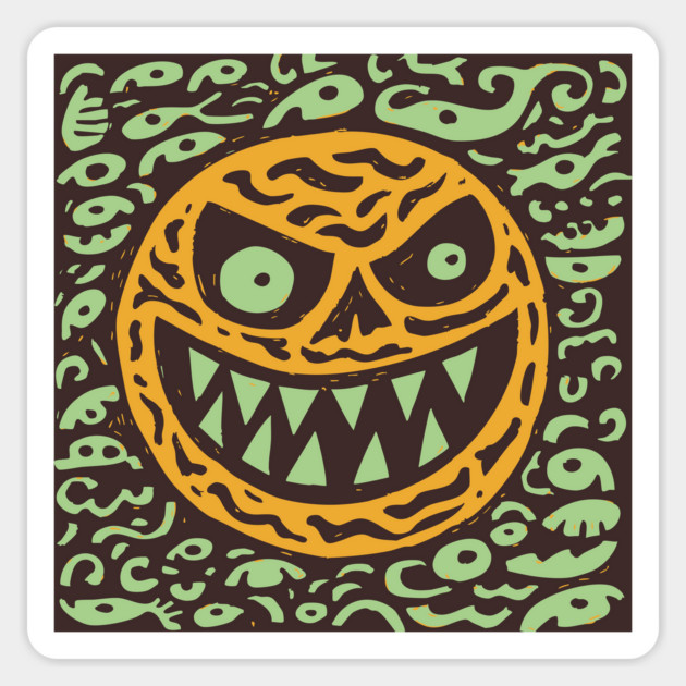 Creepy Grinning Orb | Psychedelic Monster Face Magnet by TuncGK