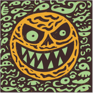 Creepy Grinning Orb | Psychedelic Monster Face Posters and Art