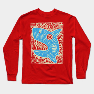 Whimsical Shark Doodle | Friendly Ocean Predator Long Sleeve T-Shirt