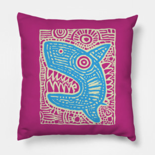 Whimsical Shark Doodle | Friendly Ocean Predator Pillow
