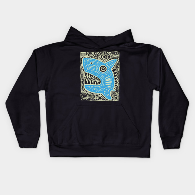 Whimsical Shark Doodle | Friendly Ocean Predator Kids Hoodie by TuncGK
